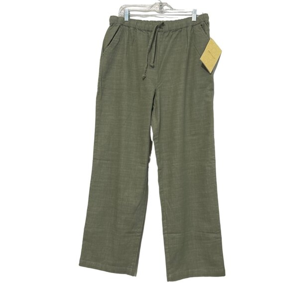 Denim & Co. Womens Relaxed Fit Green Drawstring Pants Large - Picture 1 of 7
